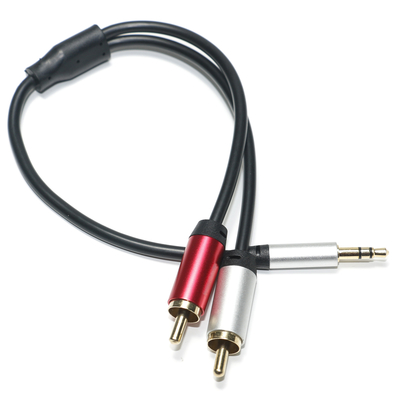 주문 디지털 오디오 케이블 3.5MM 2/1 블랙 PVC 화이트 레드 도금 알루미늄 합금 황금 커넥터 자동차 오디오 online manufacture