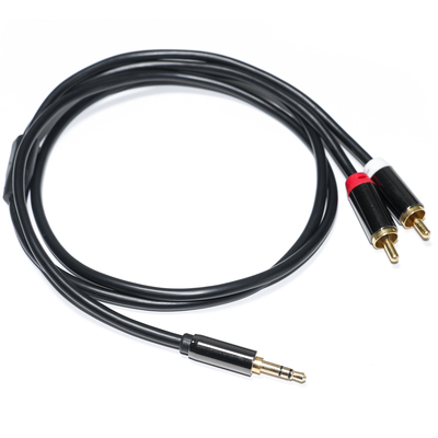 주문 RCA 오디오 케이블 3.5MM 2-1 자동차 오디오 0.53M 1M 2M를 위한 까만 금속 포탄 online manufacture