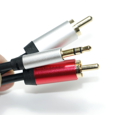 디지털 오디오 케이블 3.5MM 2/1 블랙 PVC 화이트 레드 도금 알루미늄 합금 황금 커넥터 자동차 오디오