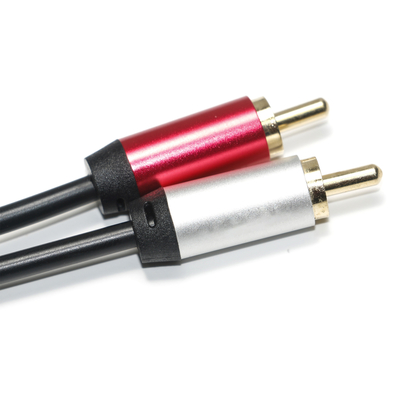 디지털 오디오 케이블 3.5MM 2/1 블랙 PVC 화이트 레드 도금 알루미늄 합금 황금 커넥터 자동차 오디오