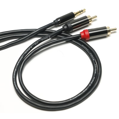 RCA 디지털 오디오 케이블 도금 금속 쉘 블랙 PVC 커버 3.5mm 길이 1.25M 자동차 오디오 용 골든 커넥터