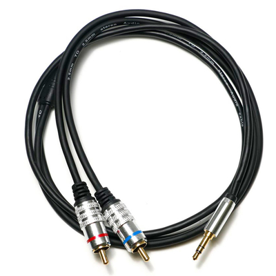 공장 oulet RCA 3.5MM 오디오 케이블 레드 블루 림 PCV 커버 CD TV 사운드 바용 도금 합금