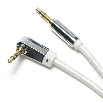화이트 AUX 디지털 오디오 SPDIF 케이블 90 ° 3.5mm 니트 로프 도금 알루미늄 합금 사운드 스피커 자동차 오디오 0.92M