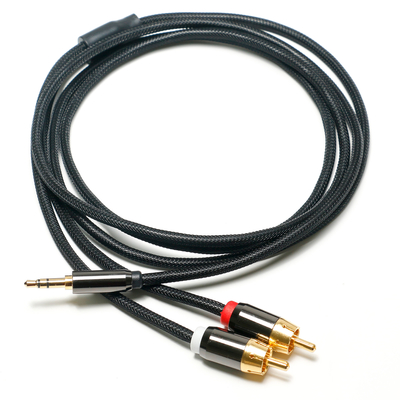 RCA 3.5MM 디지털 오디오 케이블 2/1 니트 로프 도금 사운드 바 카 오디오 용 골든 포트
