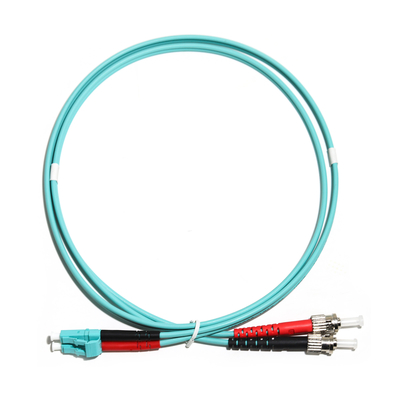 10G LC-ST 두 부분으로 된 다중 모드 광섬유는 WLAN LAN에 대해 OD3.0 OM3 0.8M 1.5M 2M을 끈으로 묶습니다