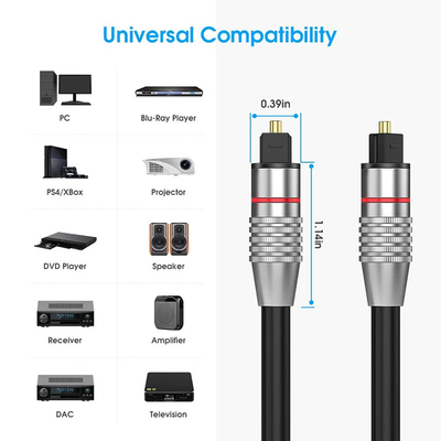 금으로 칠한 헤드 토스링크 케이블 디지털 광섬유 오디오 케이블 1M 1.5M 2M 3M 5M 10M 15M