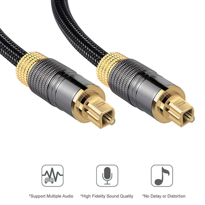 플라스틱 섬유 케이블 Toslink To Toslink 오디오 광섬유 금으로 접힌 금 연결 케이블