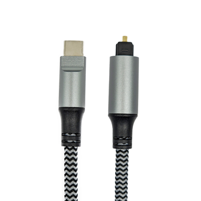 블랙 텍스처 쉘 Toslink 디지털 오디오 케이블, Type-C 수 커넥터 및 크리스탈 사운드를 위한 금도금 커넥터 포함