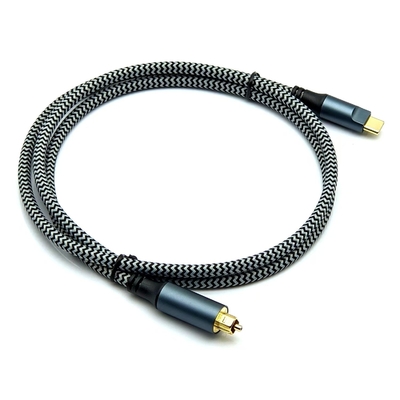 Type-C 수컷 및 금도금 커넥터가 있는 Toslink 디지털 오디오 케이블, 맑고 깨끗한 사운드