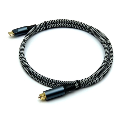 Type-C 수컷 및 금도금 커넥터가 있는 Toslink 디지털 오디오 케이블, 맑고 깨끗한 사운드