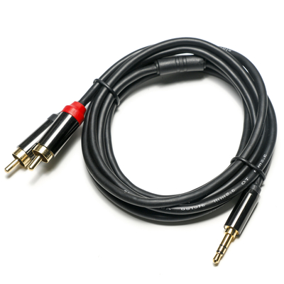 RCA 디지털 오디오 케이블 도금 금속 쉘 블랙 PVC 커버 3.5mm 길이 1.25M 자동차 오디오 용 골든 커넥터