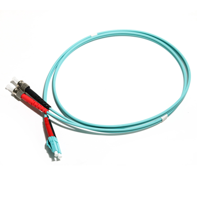 10G LC-ST 두 부분으로 된 다중 모드 광섬유는 WLAN LAN에 대해 OD3.0 OM3 0.8M 1.5M 2M을 끈으로 묶습니다